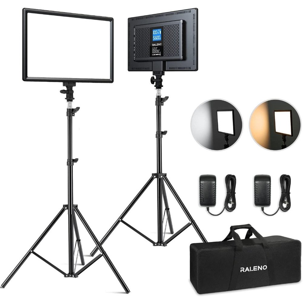 2 Packs LED Video Light and 75inches Stand Lighting Kit